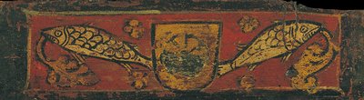 Panel de techo con escudo de armas y peces devorando motivos vegetales de Unbekannt Unbekannt